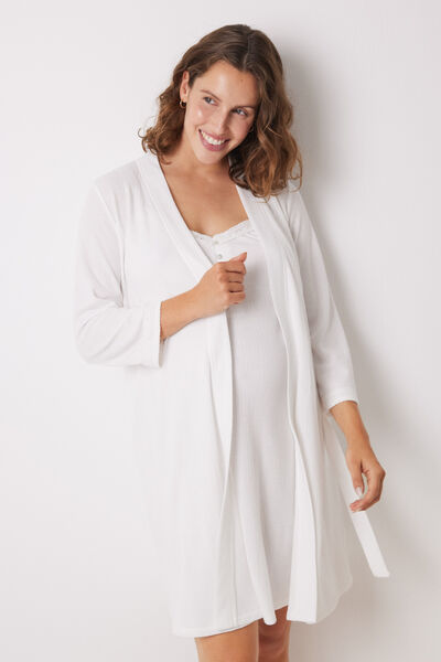 Womensecret Robe de maternity midi blanche beige