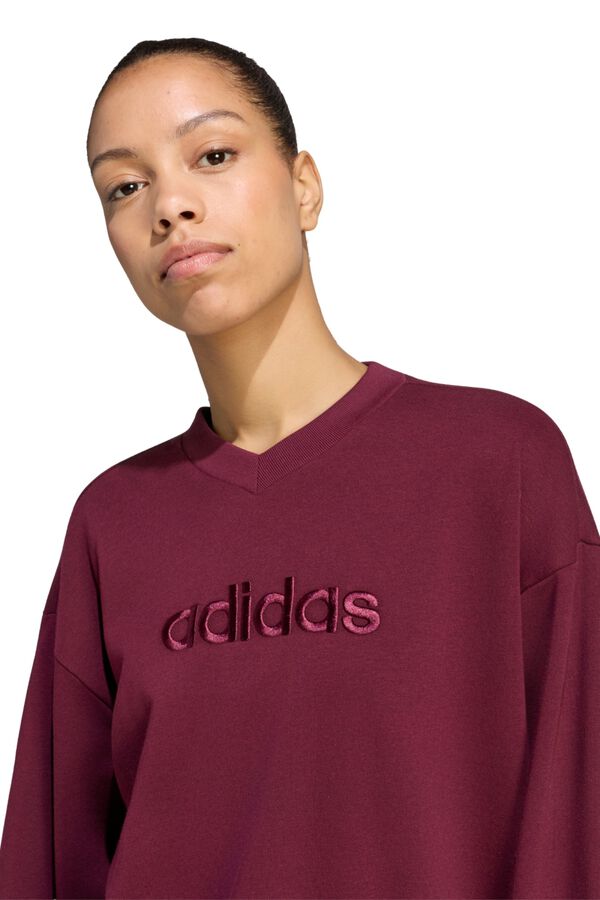 Adidas Seasonal Essentials Satin V-Neck Sweatshirt red
