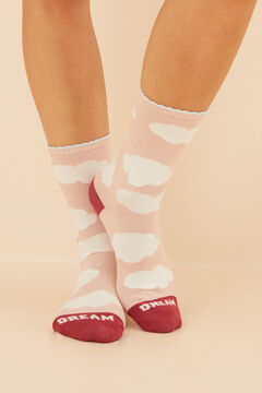 Womensecret 3er-Pack mittellange Socken Baumwolle Granatrot mit Print