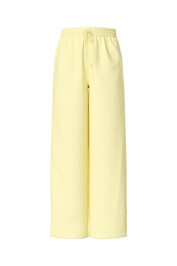 Pieces Pantalones anchos c&oacute;modos algod&oacute;n amarillo