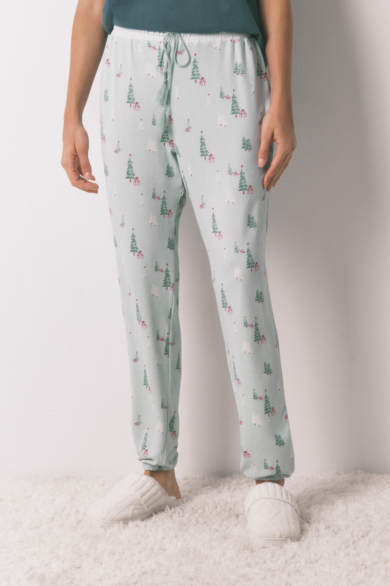 Women'secret Long jersey-knit trouser with Christmas print
