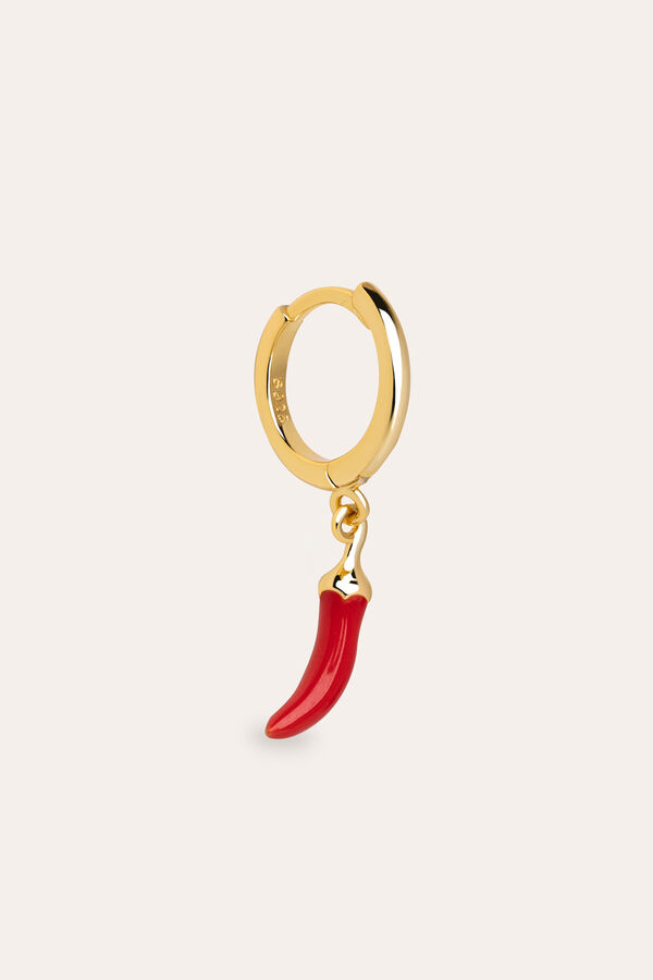 Womensecret Chilli Enamel gold-plated single hoop earring imprimé