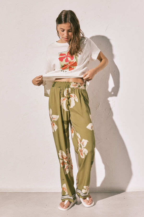 Women'secret Floral print long trousers green