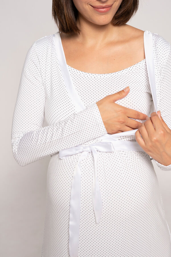 Womensecret Nursing nightgown with tie print fehér