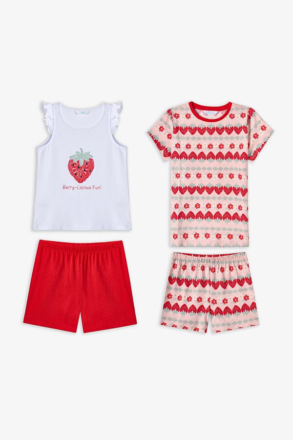 Penti Pack 2 pijamas cortos infantiles fresas rojo