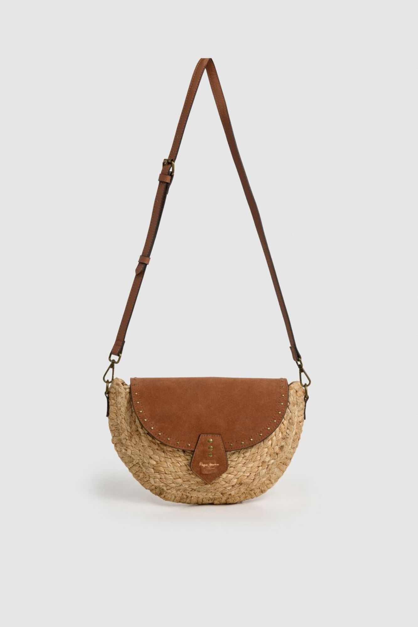 Pepe Jeans Bolso semiluna rafia tachuelas