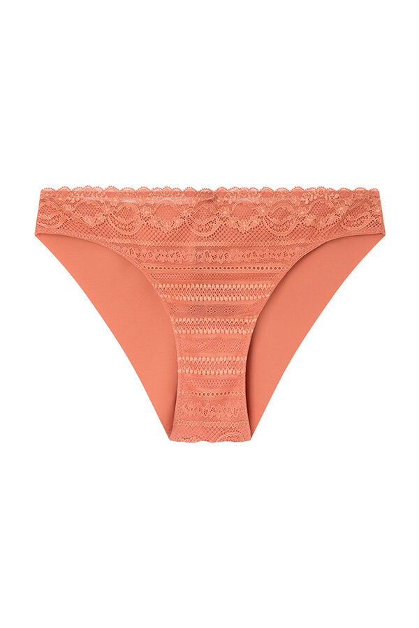 Womensecret Coral lace and microfibre panty red