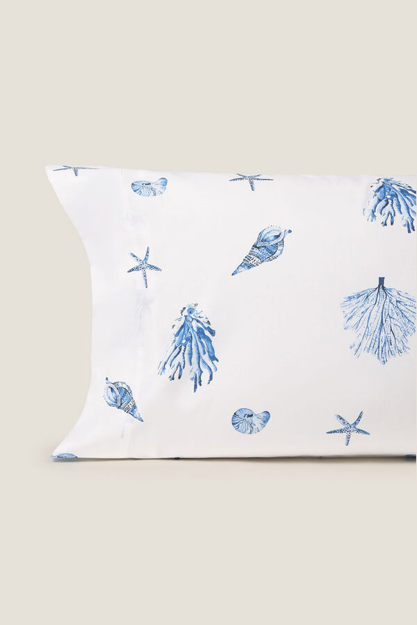 Textura Cotton pillowcase with marine motifs bleu