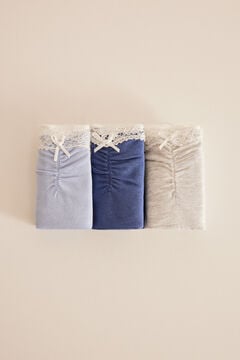 Womensecret Pack 3 braguitas algodón encaje azul