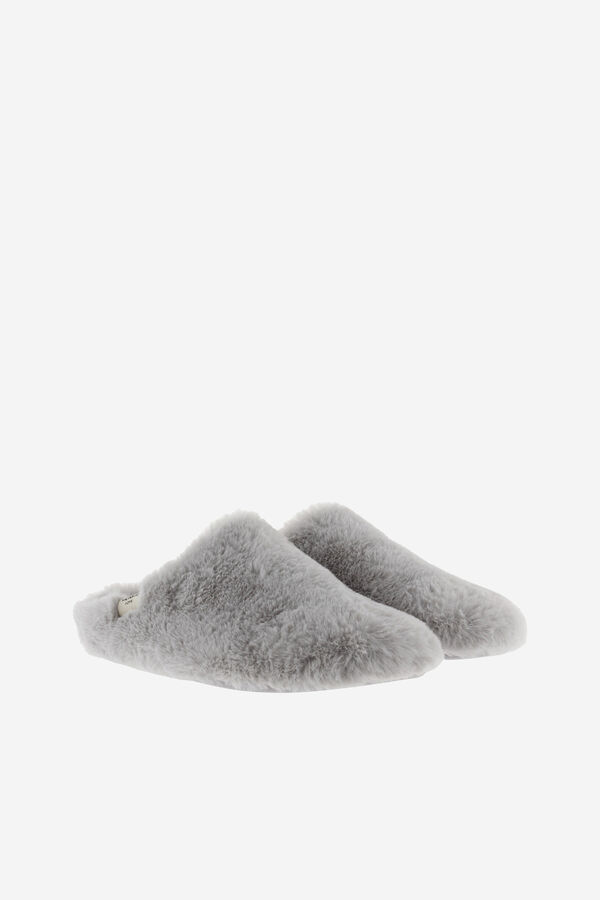 Womensecret Victoria Norte Soft fur house slippers with soft fur interior insole grey