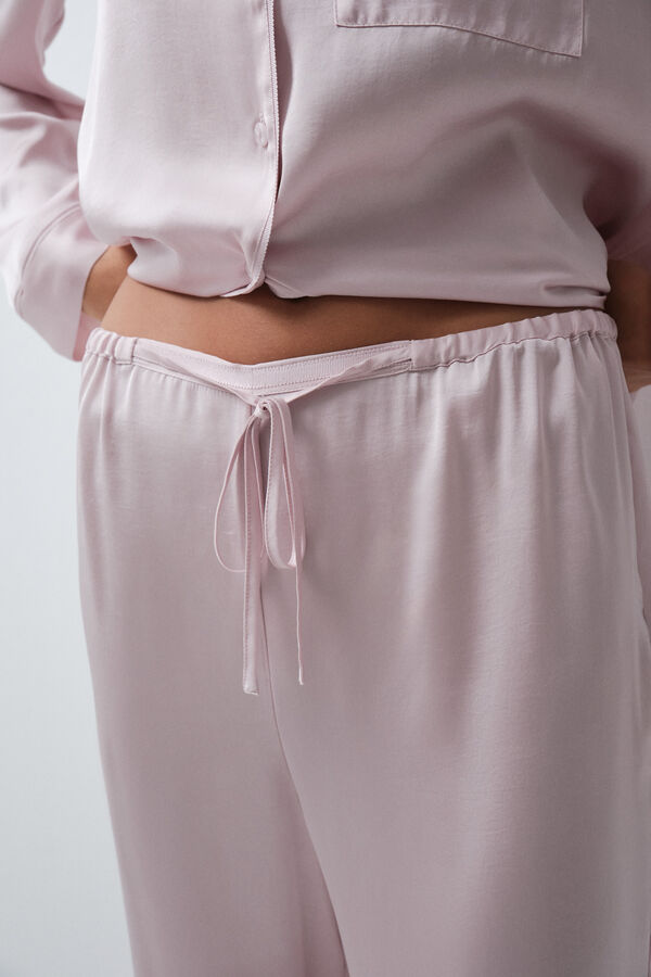Women'secret Pyjama long chemise satin&eacute; rose rose