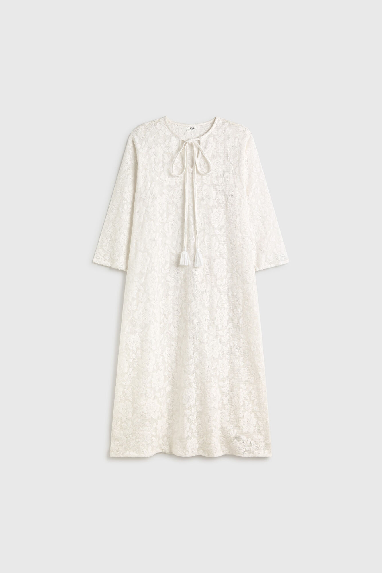 Textura T&uacute;nica larga algod&oacute;n tejido encaje