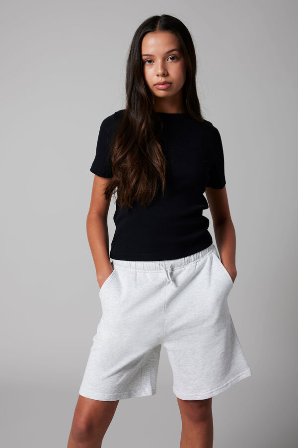 Lmtd Bermuda felpa cinturilla el&aacute;stica y ajuste interior gris