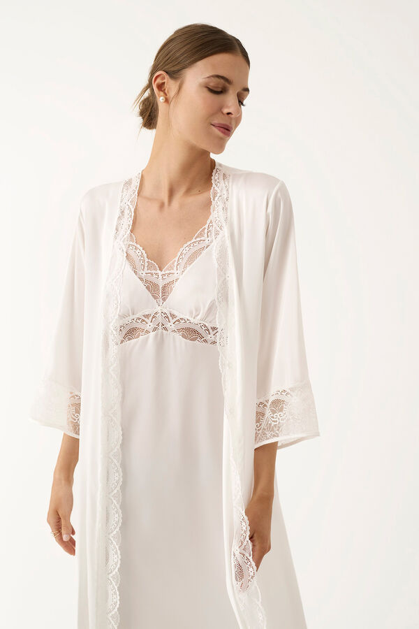 Promise Camis&oacute;n largo lencero blanco marfil