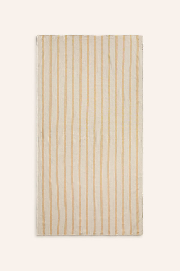 Womensecret Strandtuch Frottee Streifen Senfgelb Savina mit Print