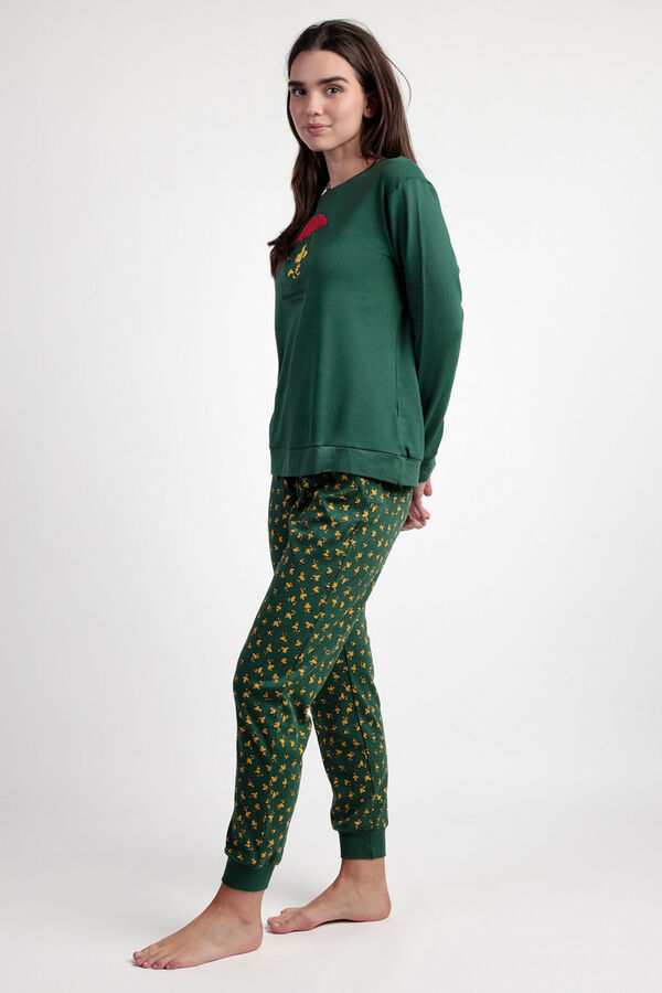 Admas Pijama largo Snoopy 100% algod&oacute;n para mujer verde