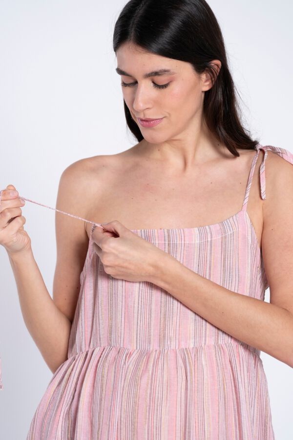 Ohma Striped maternity maxi dress pink