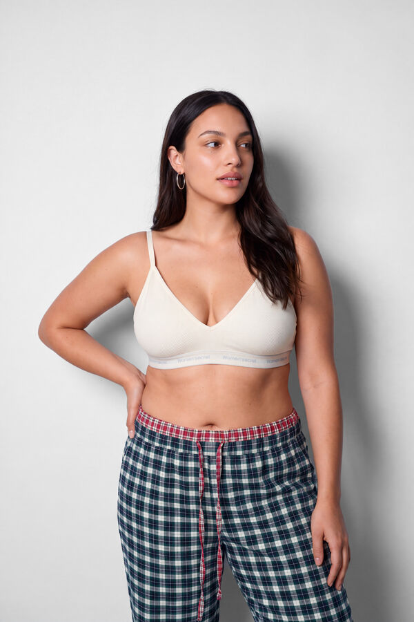 Women'secret White microfibre triangle bra NATURAL beige