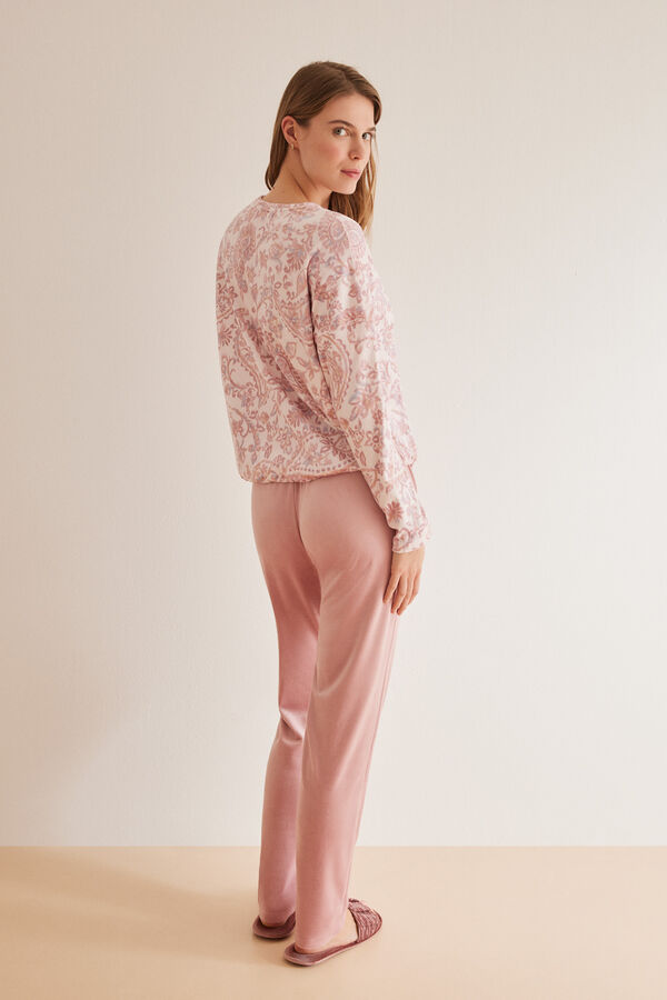 Womensecret Duga ružičasta pidžama s kašmirskim uzorkom Ružičasta