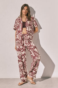 Women'secret Burgundy classic long pyjamas