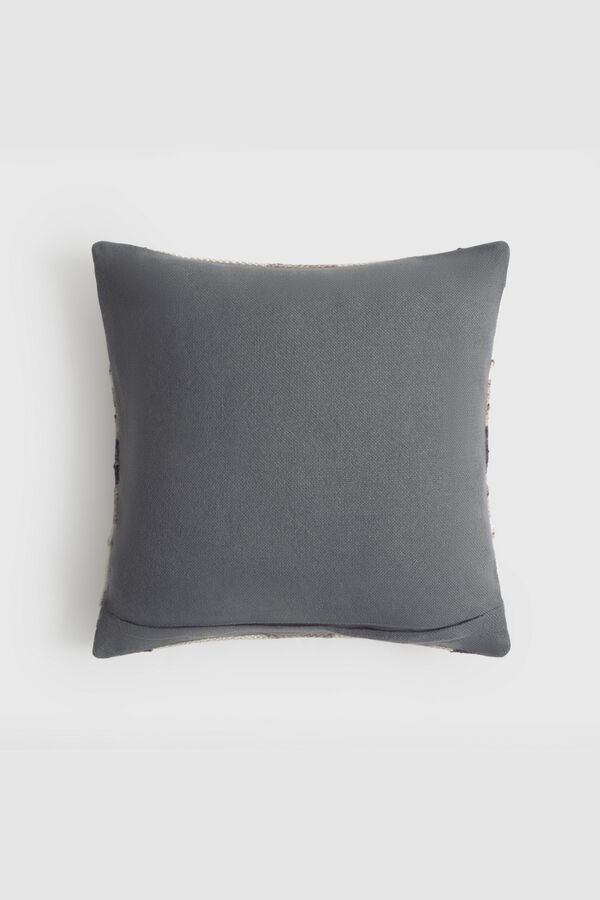 Textura Embroidered geometric design cushion case grey