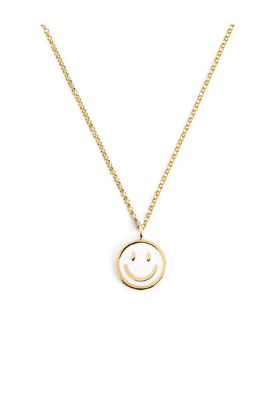 Womensecret Gold Smiley White Enamel Necklace imprimé