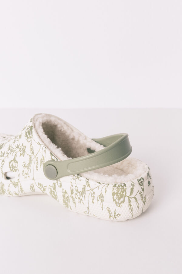 Women'secret Green floral clogs slippers green