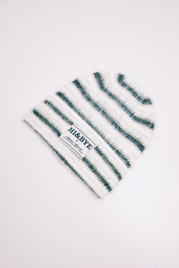 HI&BYE Bonnet en maille &agrave; rayures vert vert