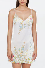 Ivette Bridal Printed satin nightgown white