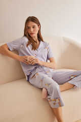 Womensecret Pijama camisero 100% algodón lila estampado