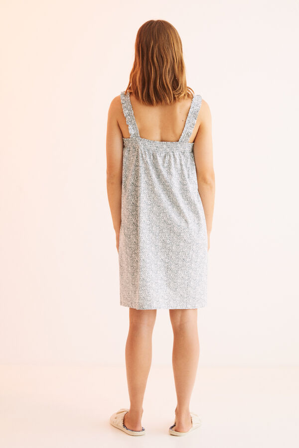 Womensecret 100% cotton nightgown with straps and a jersey-knit smocked neckline  grey