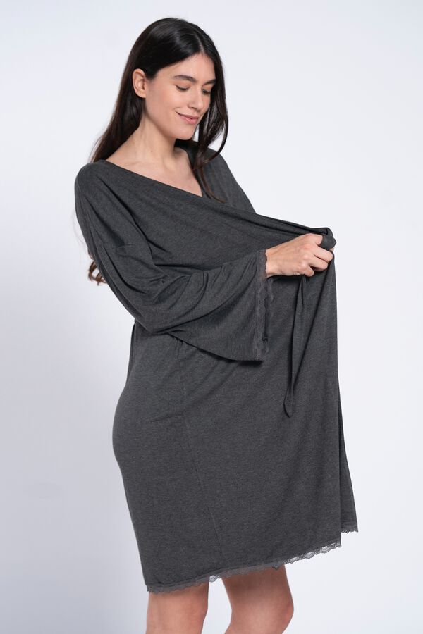 Ohma! Maternity robe with matching lace szary