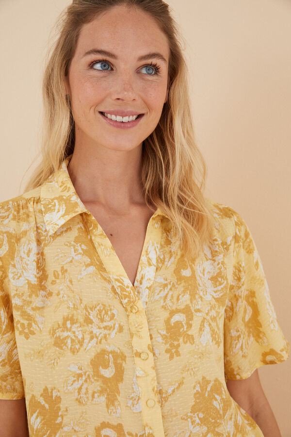 Womensecret Pyjama chemise long fleurs jaune imprimé