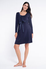 Ohma! Breastfeeding nightgown with satin ribbon blue