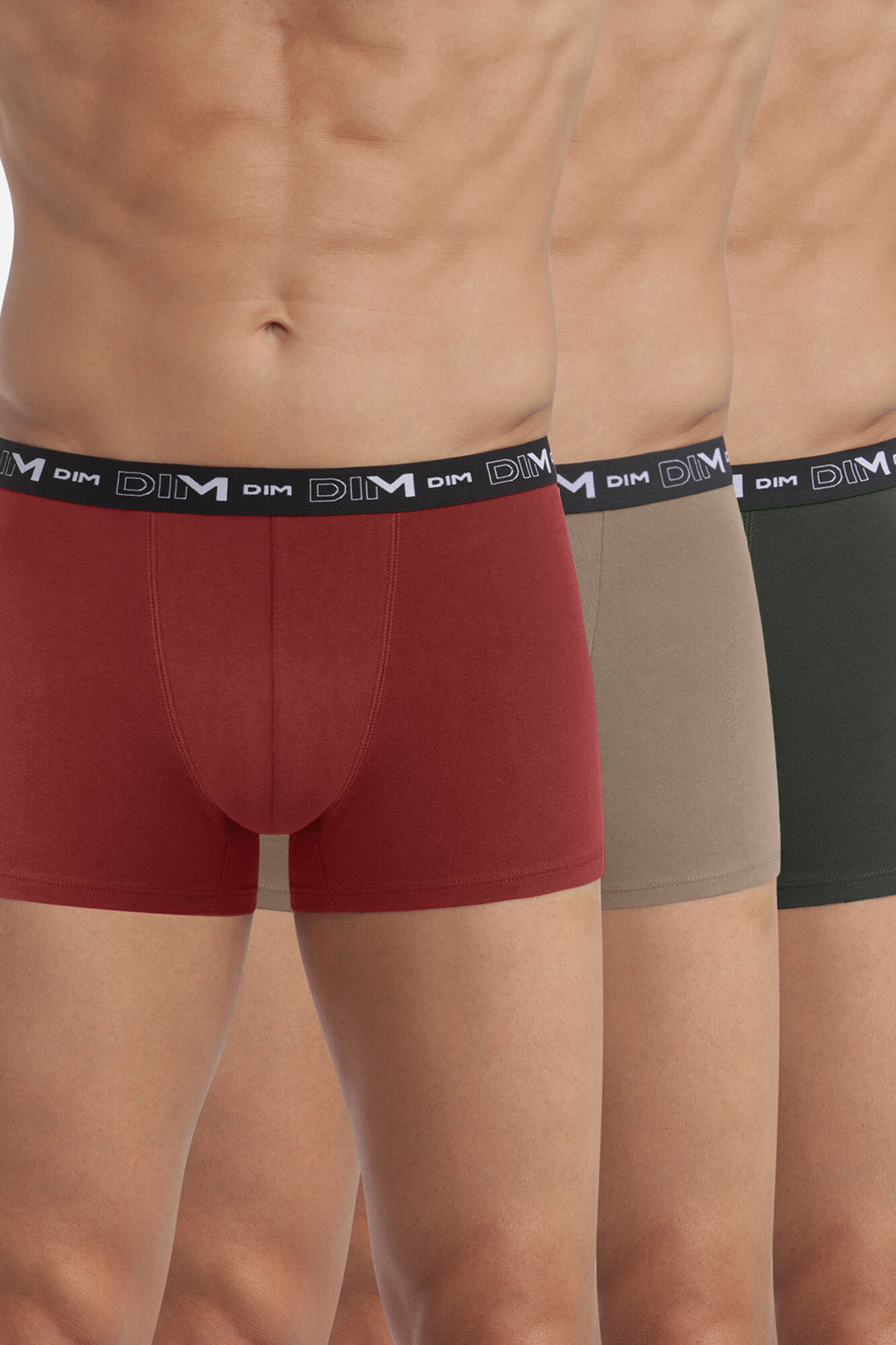 DIM Pack de 3 boxers algod&oacute;n el&aacute;stico en varios colores