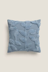 Textura Funda coj&iacute;n bordado hojas azul