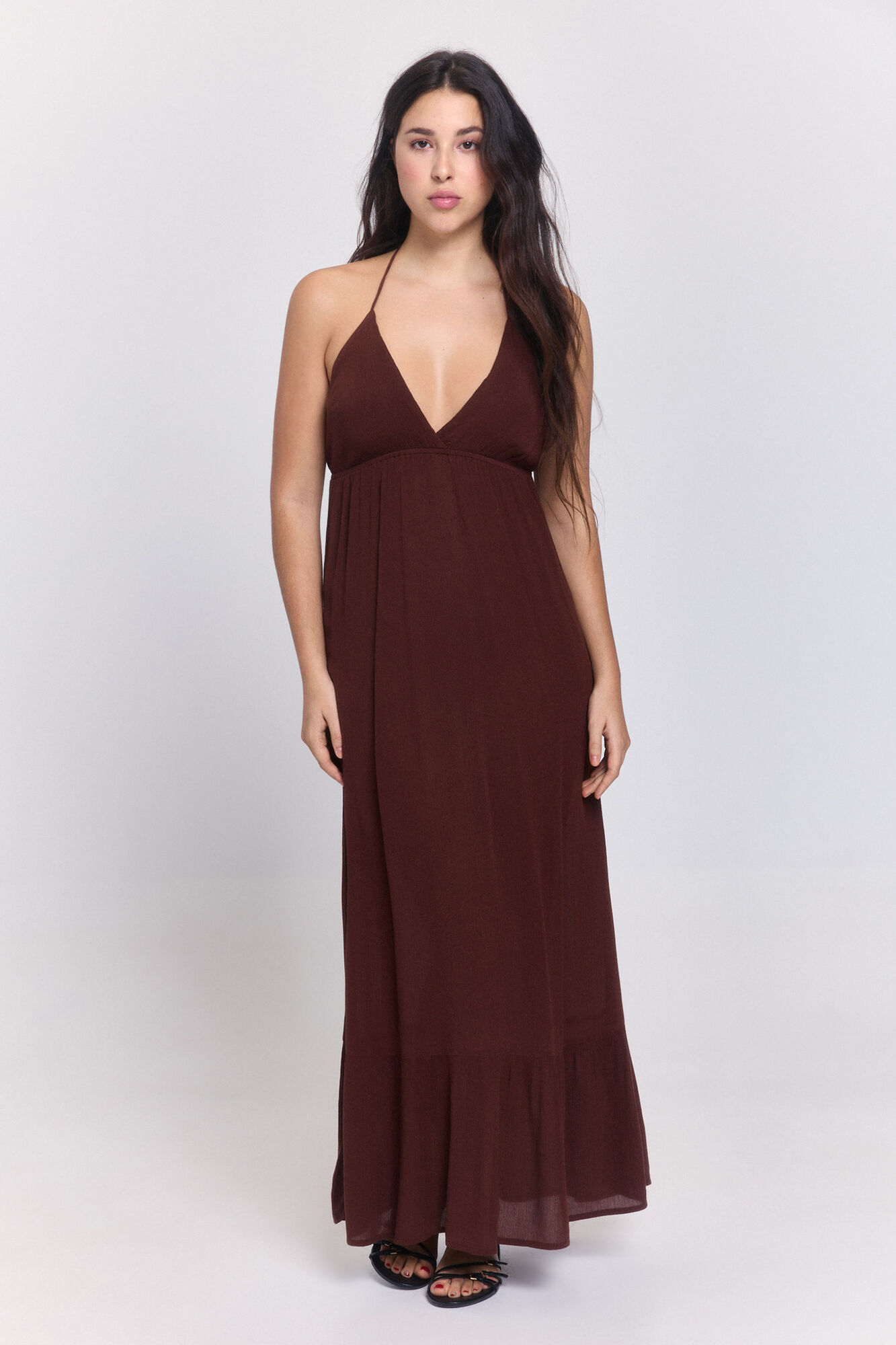 Pieces Langes Viskosekleid