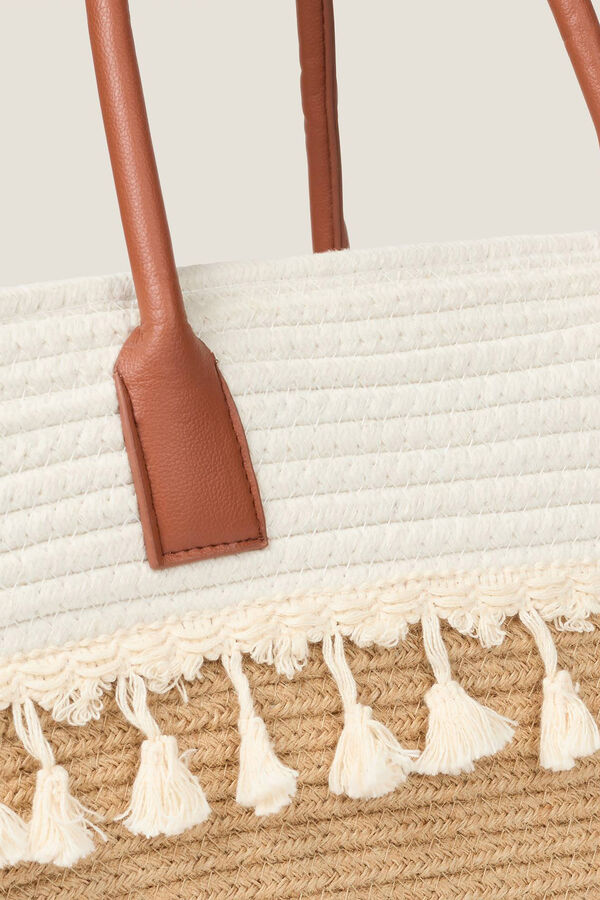 Womensecret Cotton rope basket bag beige