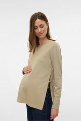 Mamalicious long sleeve round neck T-shirt grey