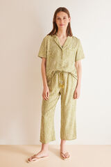 Womensecret Pijama camisero Capri étnico verde estampado