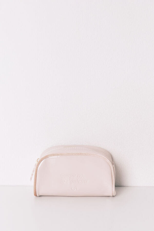 Women'secret Small white patent leather toiletry vanity case pink