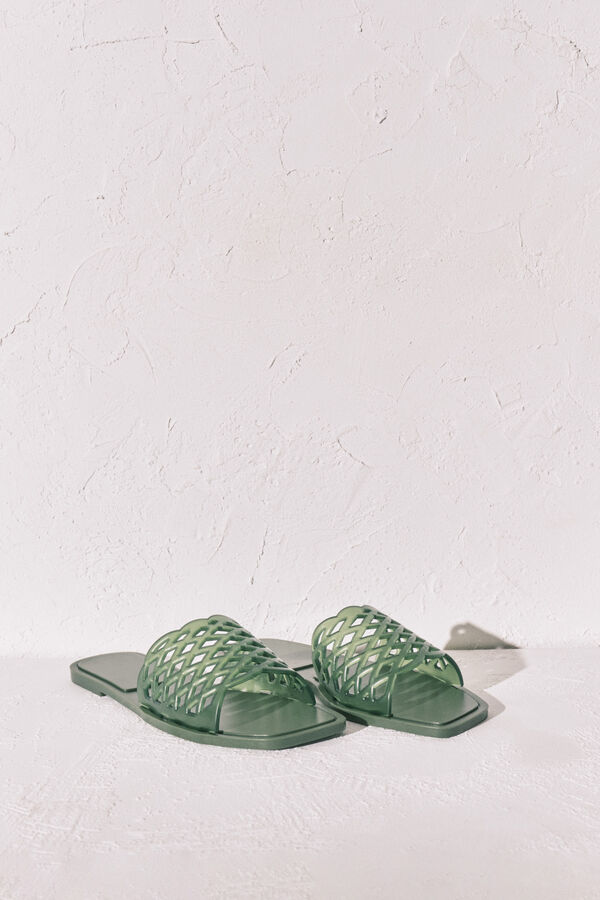 Women'secret Green jelly flat sandals beige