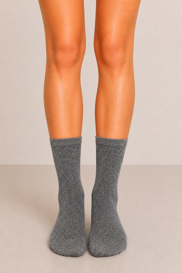 Pieces Animal print socks with lurex grey