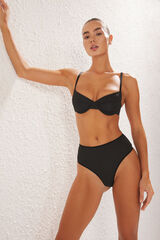 Trendyol Conjunto de ropa interior con tirantes negros sin forro y braga alta. negro