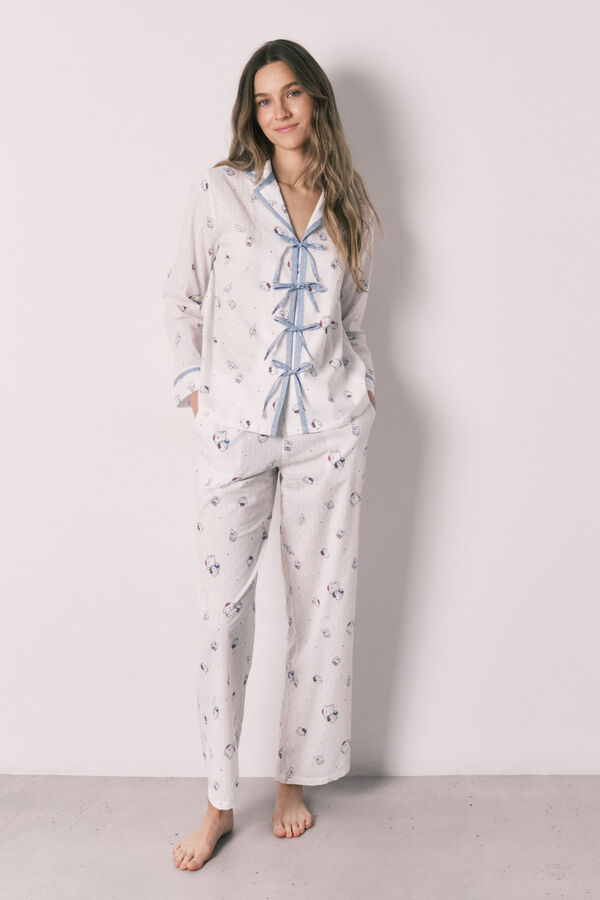 Women'secret Cotton classic long pyjamas HELLO KITTY beige