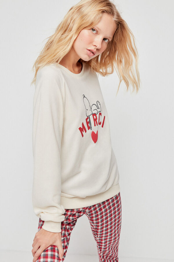 Gisela Pijama polar Snoopy beige