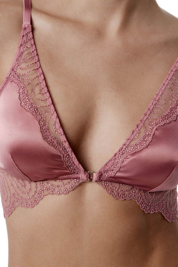 Black Limba Liora embroidered tulle and satin halterneck bra pink