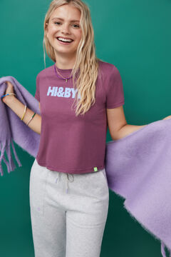 Womensecret Camiseta 100% algodón burdeos logo morado/lila