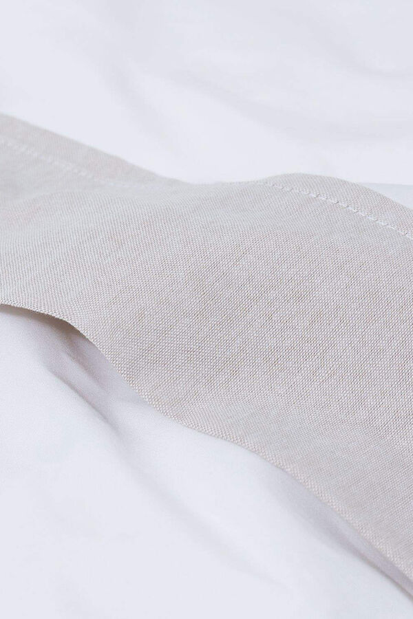 Womensecret Sábana algodón percal combinación tejidos. Cama 135-140cm. blanco