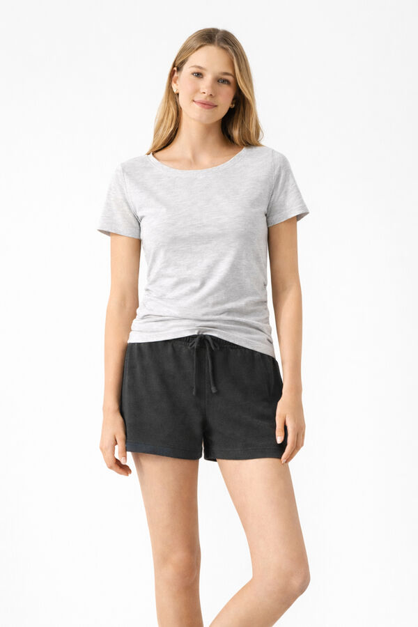 Lmtd Camiseta de manga corta con fruncido gris